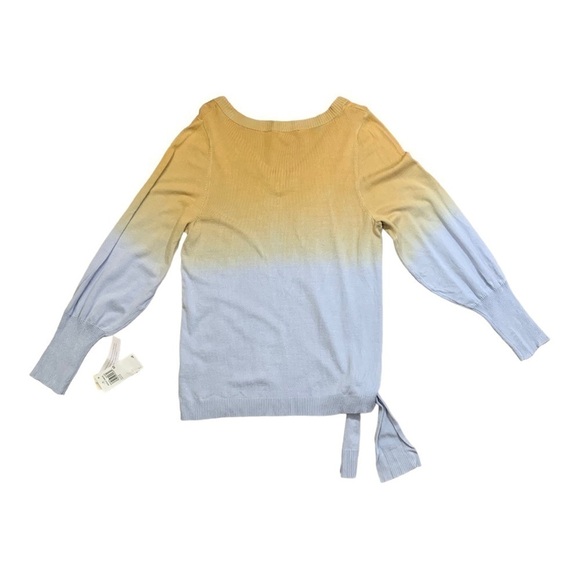 Willow Drive Gold Blue Dip Dye Ombre Tie Hem Sweater Size XS - Picture 3 of 9